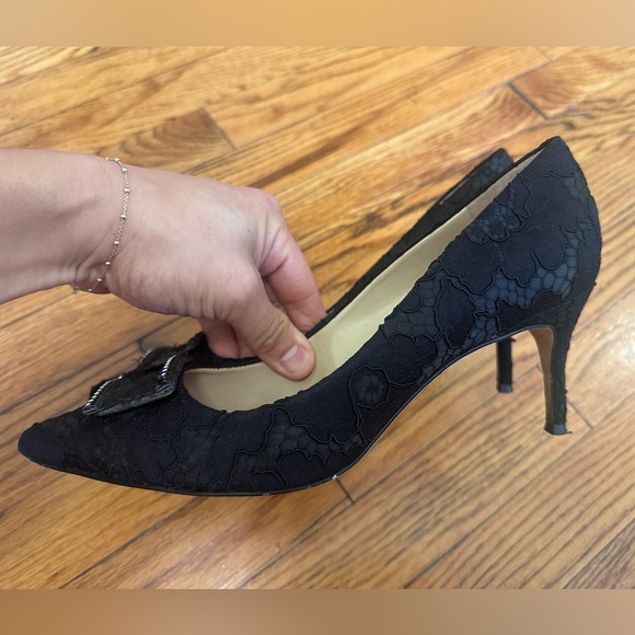 CH CAROLINA HERRERA BLACK LACE EMBELLISHED PUMPS SIZE 39 - Picture 11 of 16